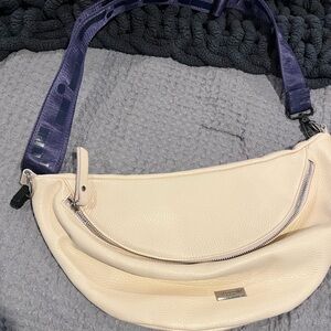Elegant Cream and Purple Crossbody Bag